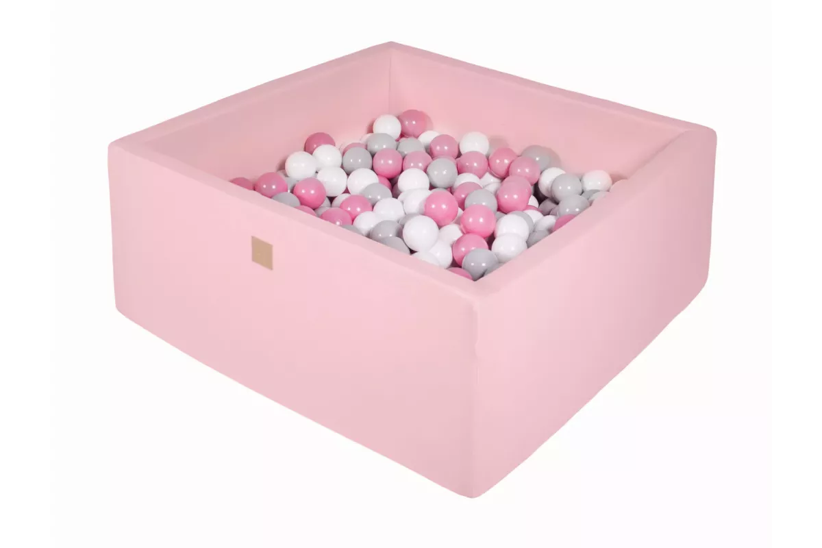 MeowBaby® Square 7cm Dry Ball Pool pro děti, 110x110x40cm/400 míčků, bavlna, světle růžová